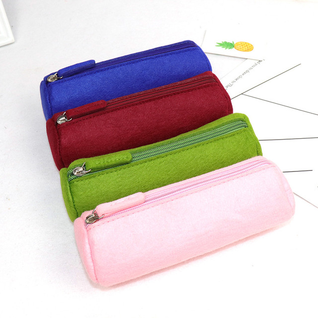 Manufacturer Felt Pencil Case Pencil Bag Solid Color Cylinder Flat Pencil  Case Large Capacity Stationery Pencil Box Student Kids - AliExpress